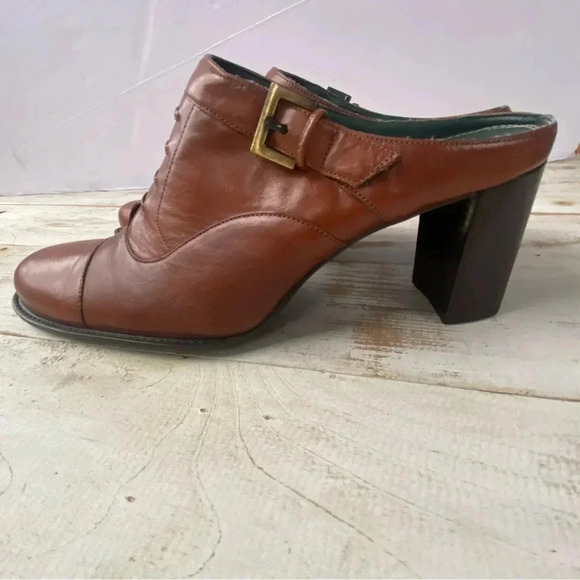 NATURALIZER brown leather block heels sz 8N vintage granny shoes indie hip EUC - Picture 2 of 13